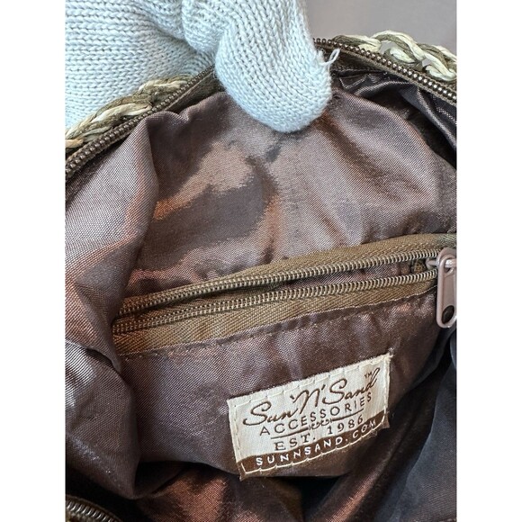 Vintage Sun N San Brown 1986 woven macramé beaded bohemian BoHo shoulder bag - Picture 5 of 12